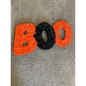 Orange Black Boo Halloween Tinsel Hanging Decor Sign Glitter Spooky‎ Party